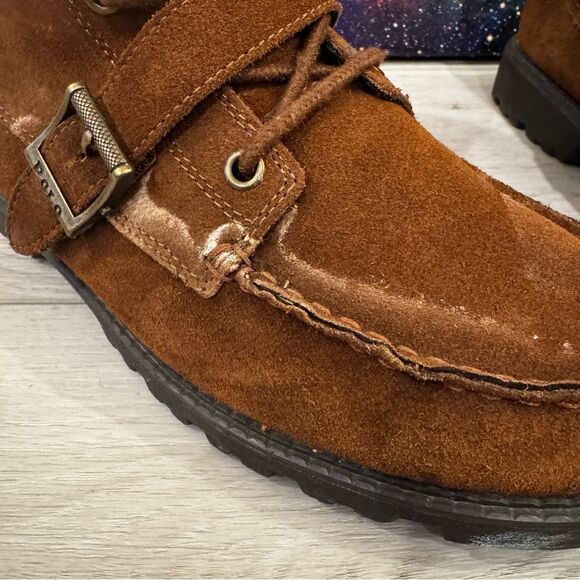 POLO Ralph Lauren Boots RANGER HI Combat Youth Sz 7 Brown Leather Moc Toe /40 EU - Picture 4 of 11